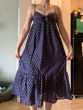 J. Crew Navy Blue and Pink Push-up Maxi Tank-top Dress